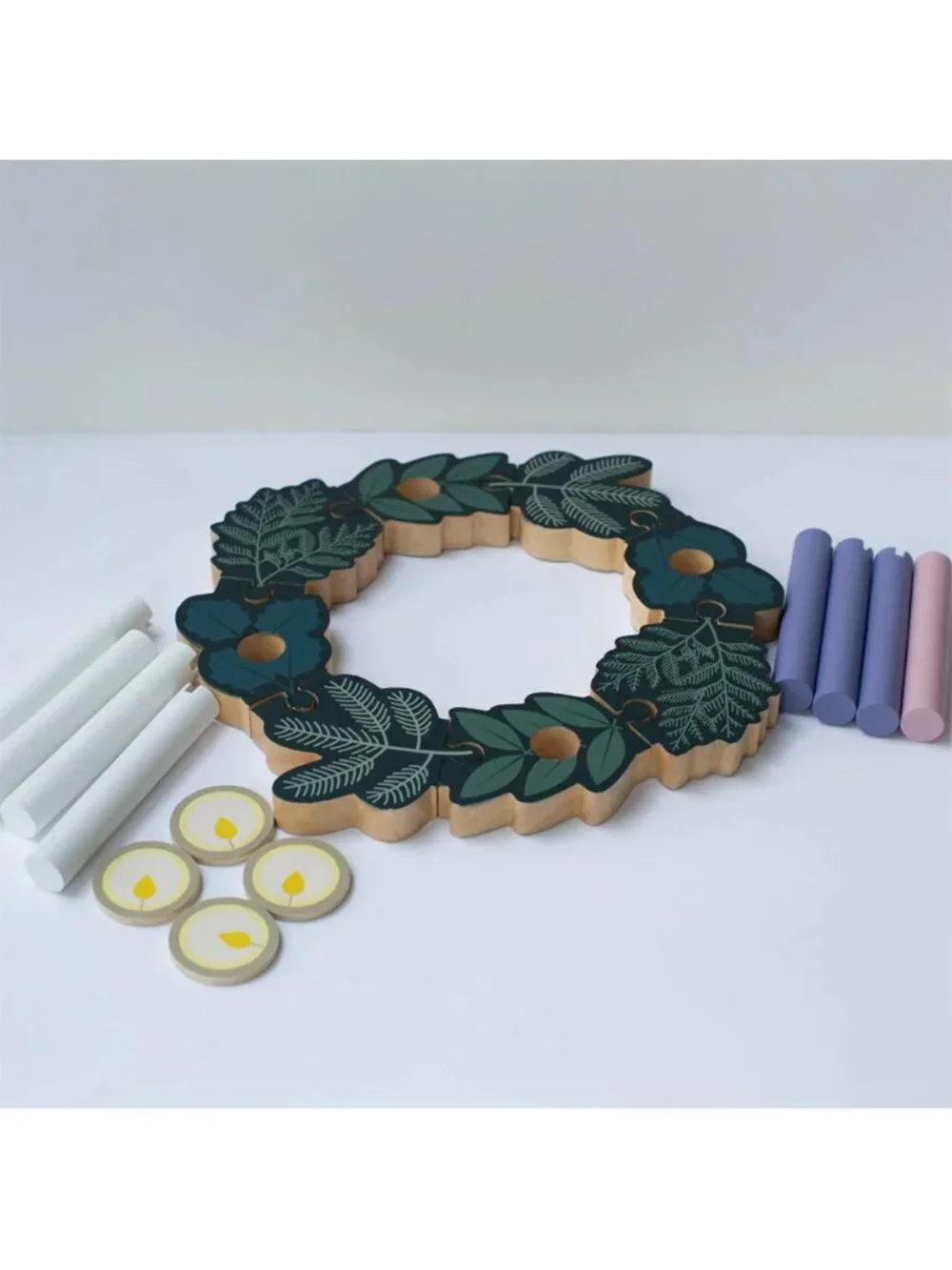 Advent Wreath NWT – Double-sided Advent to Christmas Wooden Wreath Set